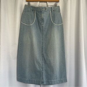Christopher & Banks Light Blue White Trim Denim Skirt
